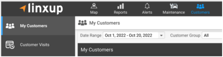 Geofence enabled customer address book screenshot from software